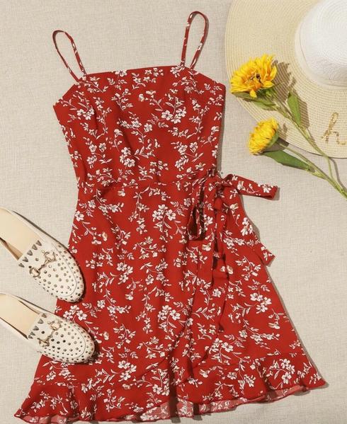 red floral dresses